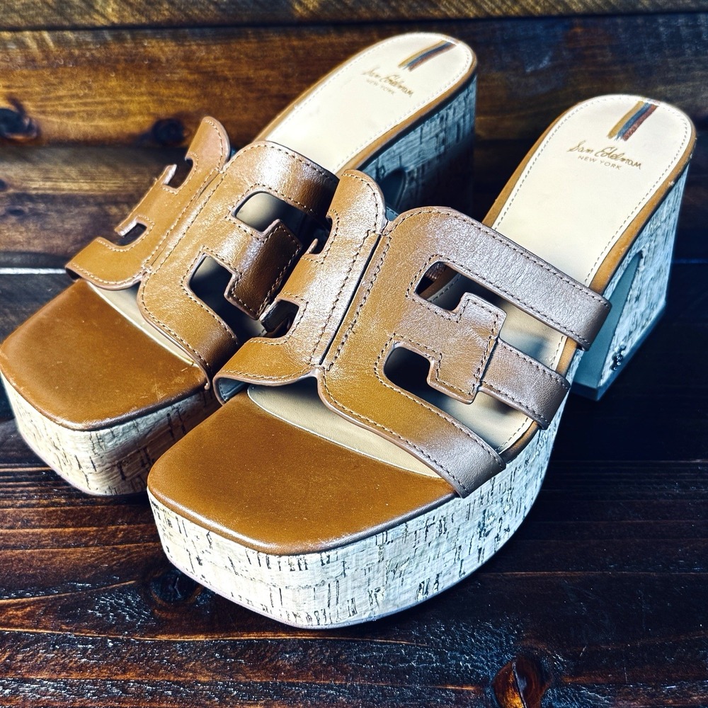 Sam Edelman Women's Dev Leather Cork Platform Sandals Size 10 (MSRP $150)